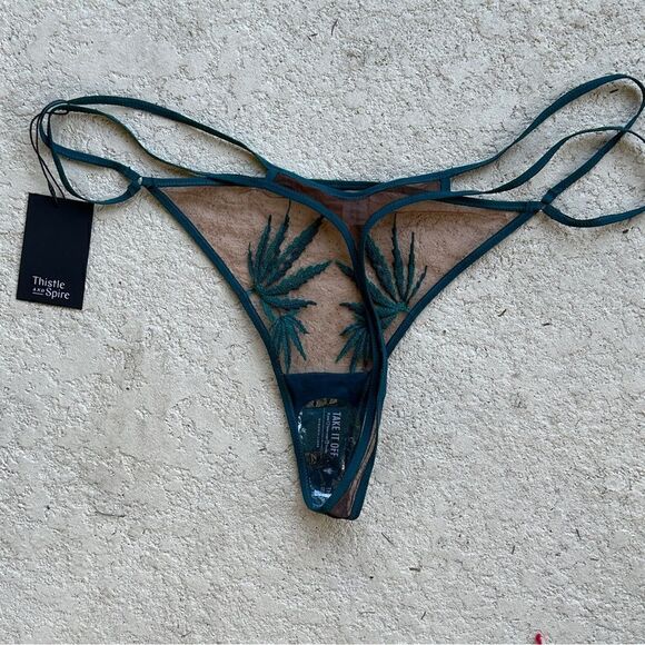 NWT Thistle & Spire Brooklyn haze emerald & espresso thong Sz 3XL - Picture 6 of 7